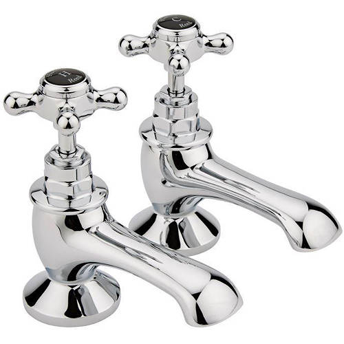 Additional image for Bath Taps With Crosshead Handles (Black & Chrome).