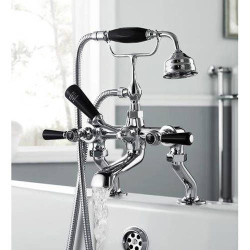 Additional image for Bath Shower Mixer Tap With Levers (Black & Chrome).