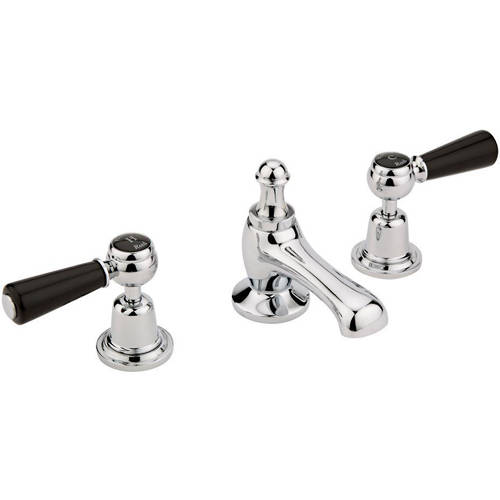 Additional image for Basin Mixer Tap With Ceramic Lever Handles (Black & Chrome).