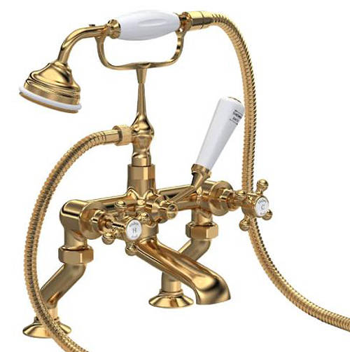 Additional image for Bath Shower Mixer Tap With X-Heads (Brushed Brass).