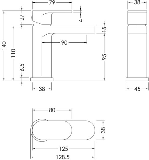 Additional image for Mini Basin Mixer Tap With Push Button Waste (Chrome).