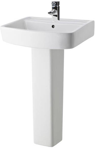 Additional image for Back To Wall Toilet Pan With Seat, 520mm Basin & Pedestal.