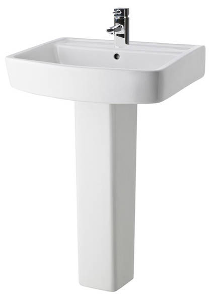 Additional image for Back To Wall Toilet Pan With Seat, 600mm Basin & Pedestal.