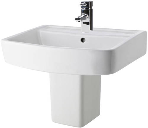 Additional image for Semi Flush Toilet With Seat, 520mm Basin & Semi Pedestal.