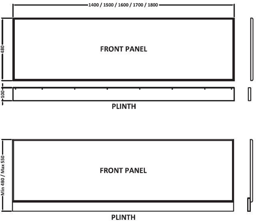 Additional image for Side Bath Panel (High Gloss White, 1500mm).