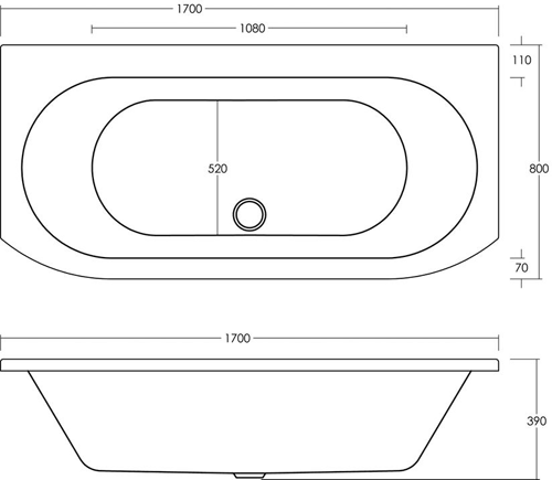 Additional image for Shingle BTW Bath With Panel. 800x1700mm.