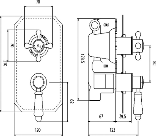 Additional image for Thermostatic Shower Valve With Black Handle (2 Way).