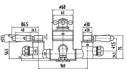 Additional image for Thermostatic Shower Valve With Black Handles (2 Way).