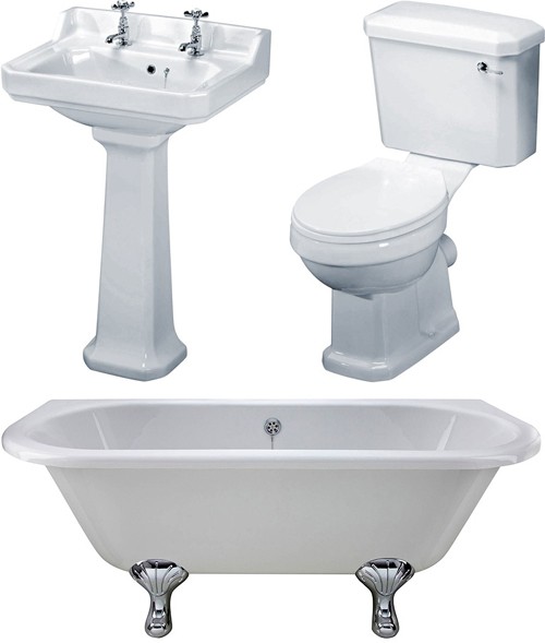 Additional image for BTW 1700mm Double Ended Bath With Toilet & Basin.