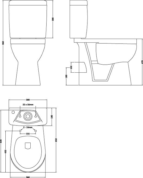 Additional image for Suite With Toilet, 550mm Basin & Semi Pedestal (2TH).