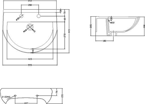 Additional image for Suite With Toilet, 550mm Basin & Semi Pedestal (2TH).