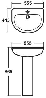 Additional image for Suite With Toilet, 550mm Basin & Full Pedestal (1TH).