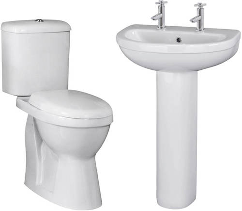 Additional image for Suite With Toilet, 550mm Basin & Full Pedestal (2TH).