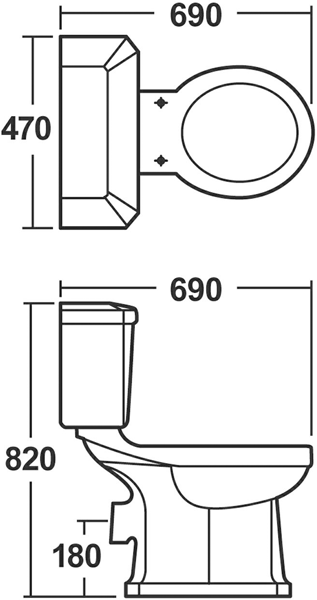 Additional image for Traditional Suite, Toilet, 600mm Basin & Ped (2TH).