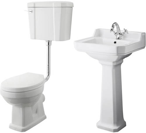 Additional image for Low level Toilet With 500mm Basin & Pedestal (1TH).