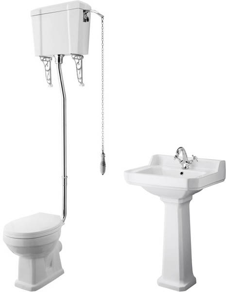 Additional image for High level Toilet With 560mm Basin & Pedestal (1TH).