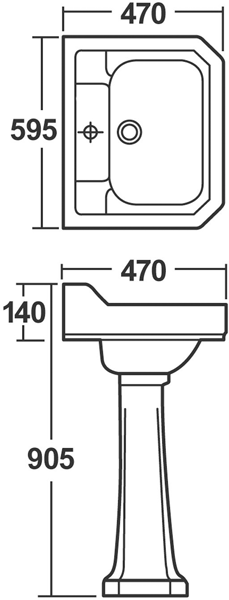 Additional image for High level Toilet With 600mm Basin & Pedestal (1TH).