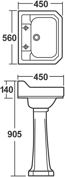 Additional image for Traditional Suite, Toilet, 560mm Basin & Ped (2TH).
