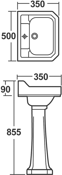 Additional image for Traditional Suite, Toilet, 500mm Basin & Ped (1TH).