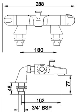 Additional image for Reef Thermostatic Bath Shower Mixer Tap.