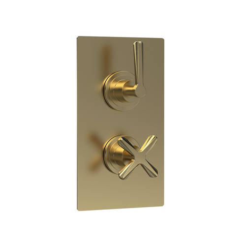 Additional image for Thermostatic Shower Valve With Diverter (2 Outlets, Brushed Brass).