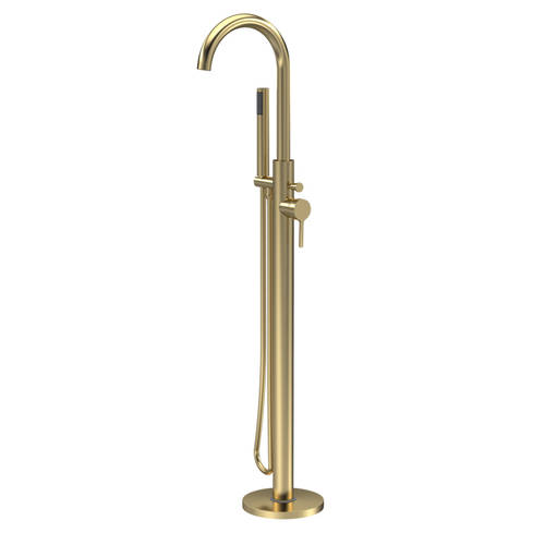 Additional image for Floor Standing Bath Shower Mixer Tap With Kit (Brushed Brass).