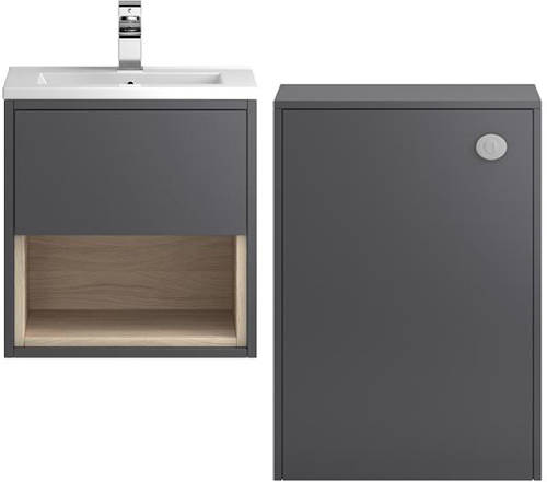 Additional image for 500mm Wall Hung Vanity With 600mm WC Unit & Basin 2 (Grey).