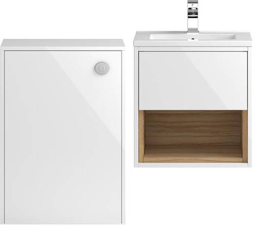 Additional image for 500mm Wall Hung Vanity With 600mm WC Unit & Basin 2 (White).