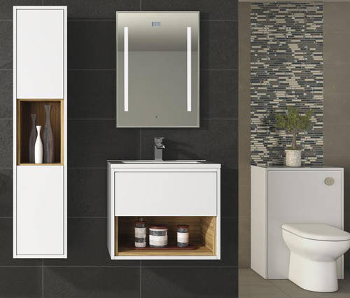 Additional image for 800mm Wall Hung Vanity With 600mm WC Unit & Basin 2 (White).