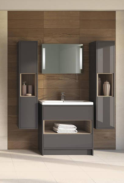 Additional image for 800mm Vanity Unit With 600mm WC Unit & Basin 2 (Grey).