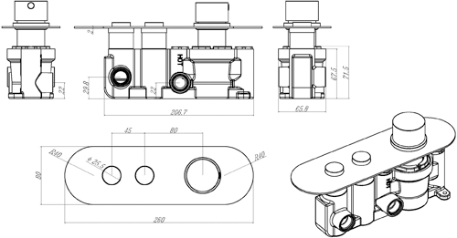 Additional image for Push Button Shower Valve With Round Handle (2 Outlets).