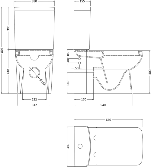 Additional image for Arlo Flush To Wall Toilet, Cistern & Seat.