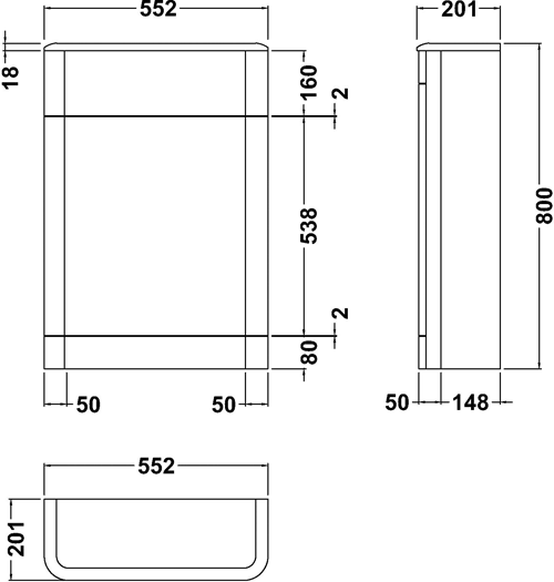 Additional image for Back To Wall Unit 550mm (Cool Grey).