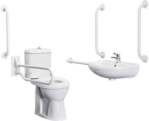 Additional image for Complete DocM Pack With Toilet, Basin, Tap & White Rails.