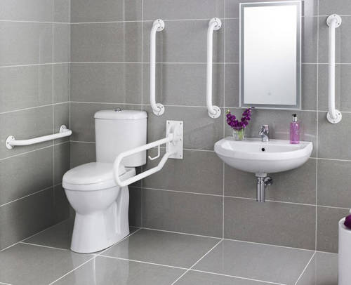 Additional image for Complete DocM Pack With Toilet, Basin, Tap & White Rails.