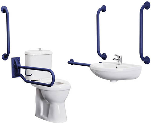Additional image for Complete DocM Pack With Toilet, Basin, Tap & Blue Rails.