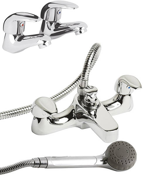 Additional image for Bath Shower Mixer & Basin Taps Pack (Chrome).