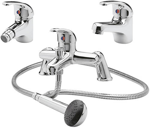 Additional image for Bath Shower Mixer, Mono Basin & Bidet Tap Pack (Chrome).