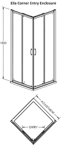 Additional image for Corner Entry Shower Enclosure (760x760mm).