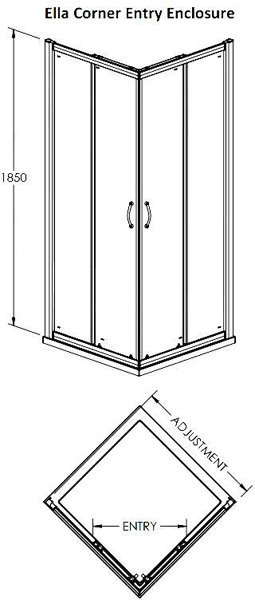 Additional image for Corner Entry Shower Enclosure (800x800mm).