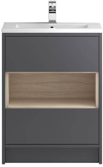 Additional image for Floor Standing 600mm Vanity Unit & Basin Type 1 (Grey Gloss).