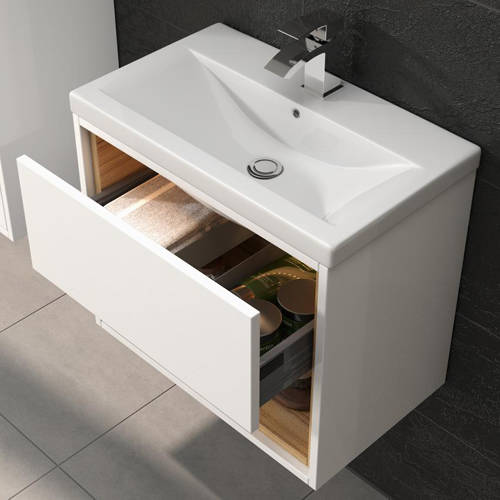 Additional image for Wall Hung 500mm Vanity Unit & Basin Type 1 (White Gloss).