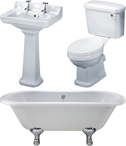 Additional image for Kingsbury 1500mm Double Ended Bath With Toilet & Basin.