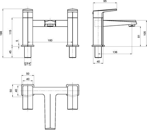 Additional image for Designer Basin & Bath Filler Tap (Chrome).