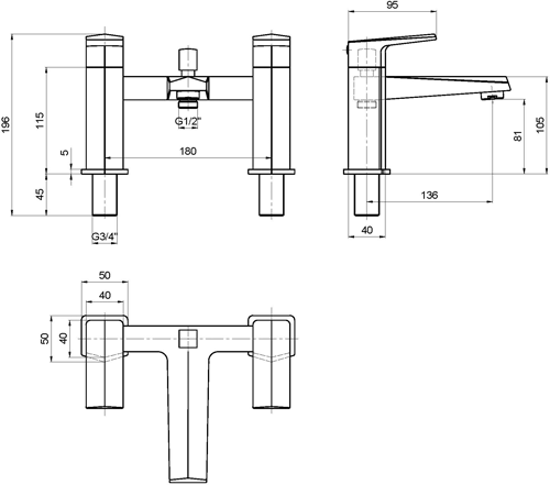 Additional image for Designer Basin & Bath Shower Mixer Tap With Kit.