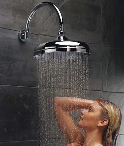 Additional image for Traditional 12" Apron Shower Head With Curved Arm (Chrome).