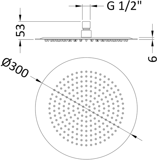 Additional image for Round Shower Head With Arm (300mm).