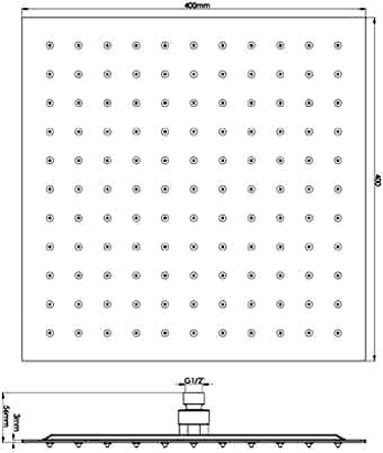 Additional image for Large Square Shower Head (Chrome). 400x400mm.