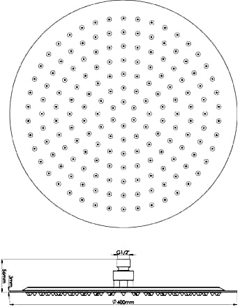 Additional image for Large Round Shower Head (Chrome). 400mm.