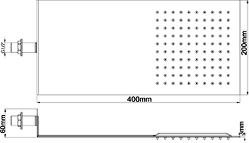 Additional image for Ultra Thin Fixed Shower Head. 400x200mm. 3mm Thick.